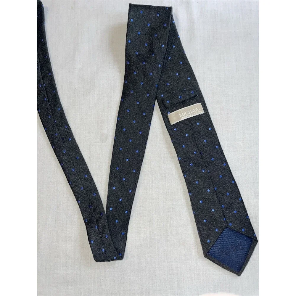 Michael Kors Dress Tie Men’s Size 58” Gray Dotted Silk Blend Designer